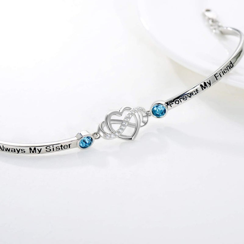AOBOCO 925 Sterling Silver Adjustable Infinity Heart Bangle Bracelet for Sister Best Friend Daughter Mom Grandma Granddaughter Daughter in Law Godmother Goddaughter Stepmom Stepdaughter - Image 3